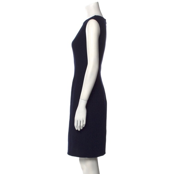 Bill Blass Vintage 1990s Blue Sleeveless Crewneck Knee-Length Shift Dress Size S - Picture 2 of 10